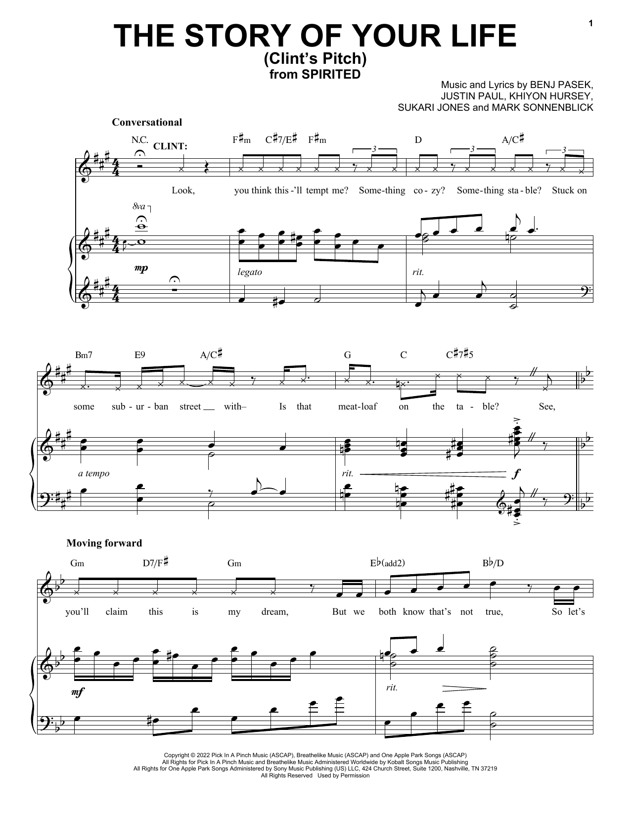 Download Pasek & Paul The Story Of Your Life (Clint's Pitch) Sheet Music