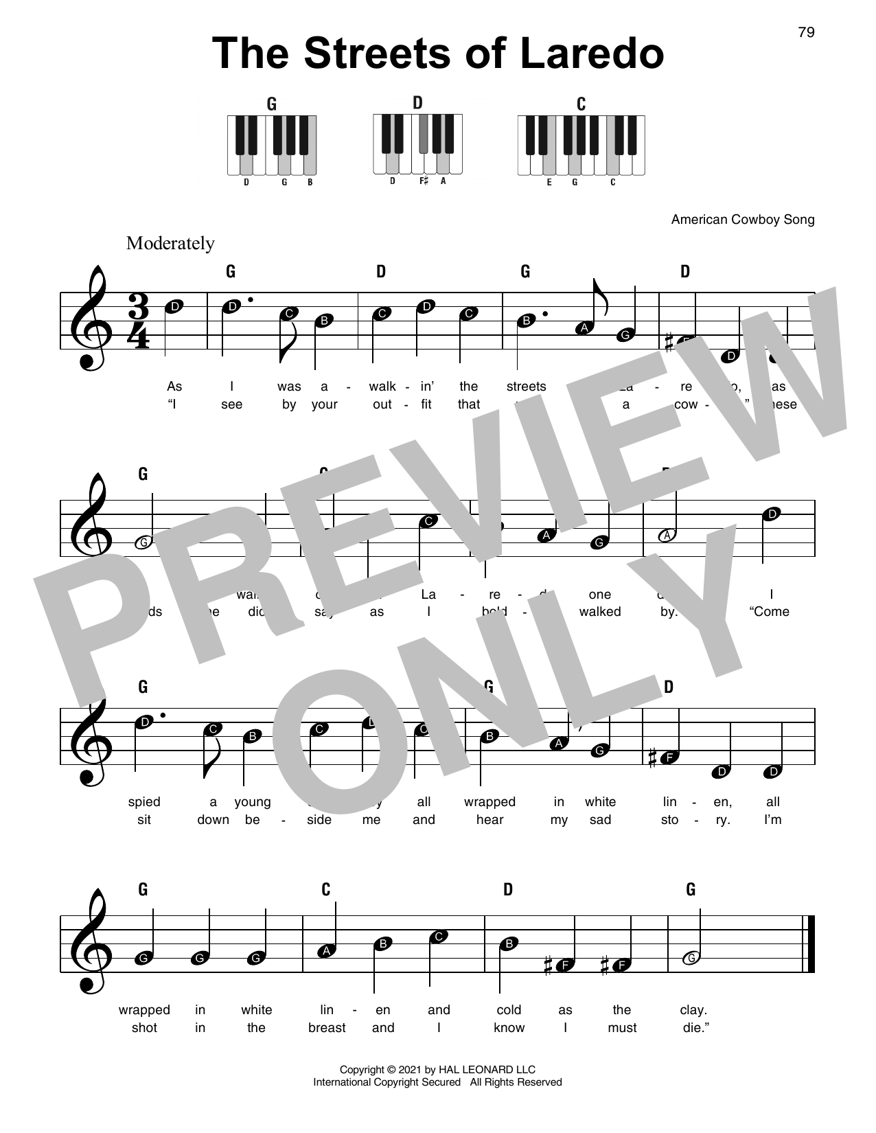 Download American Cowboy Song The Streets Of Laredo Sheet Music