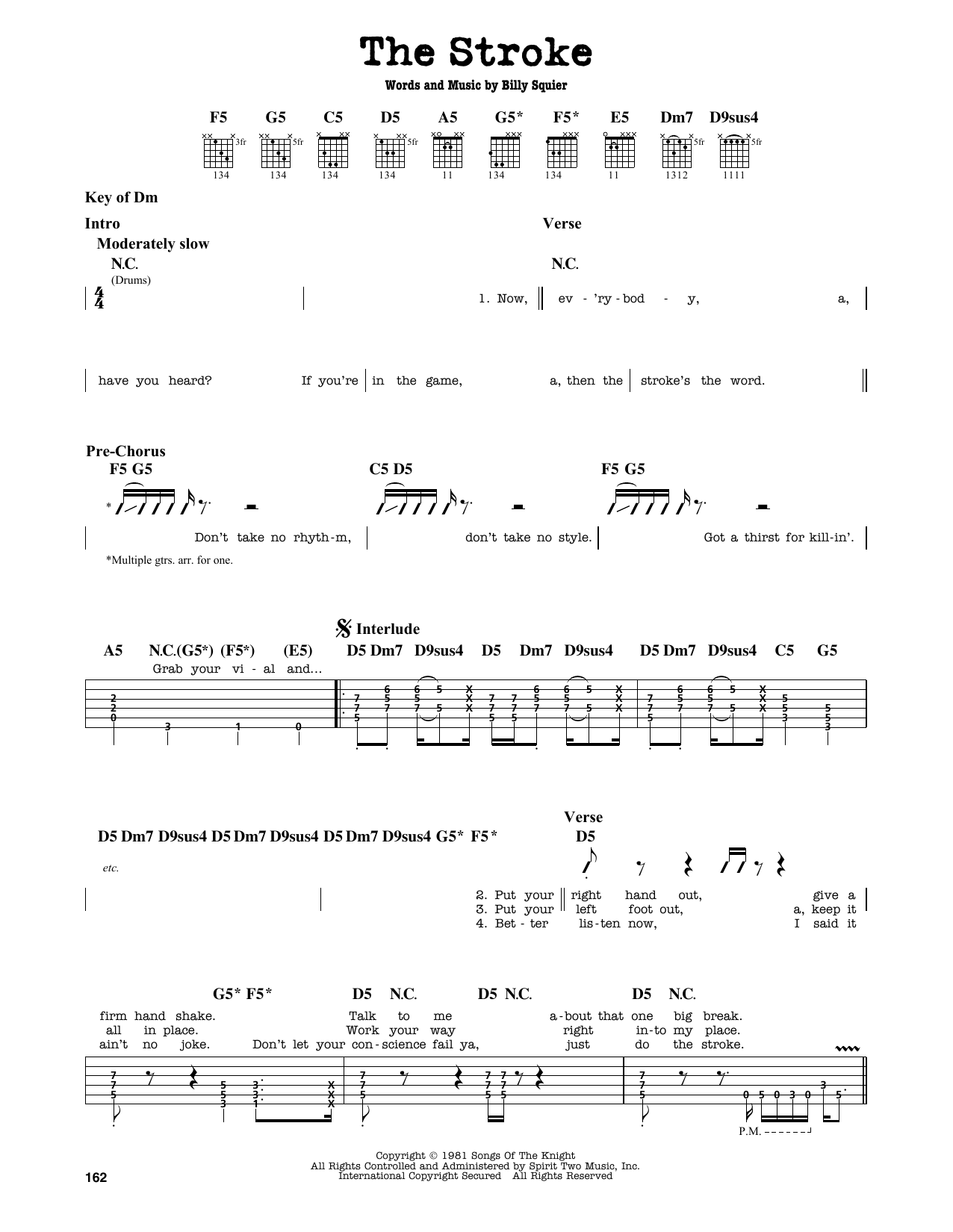 Download Billy Squier The Stroke Sheet Music