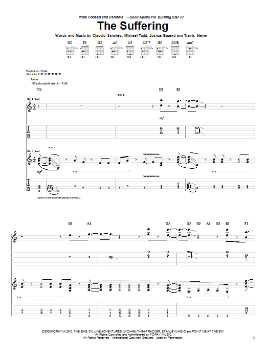 Download Coheed And Cambria The Suffering Sheet Music