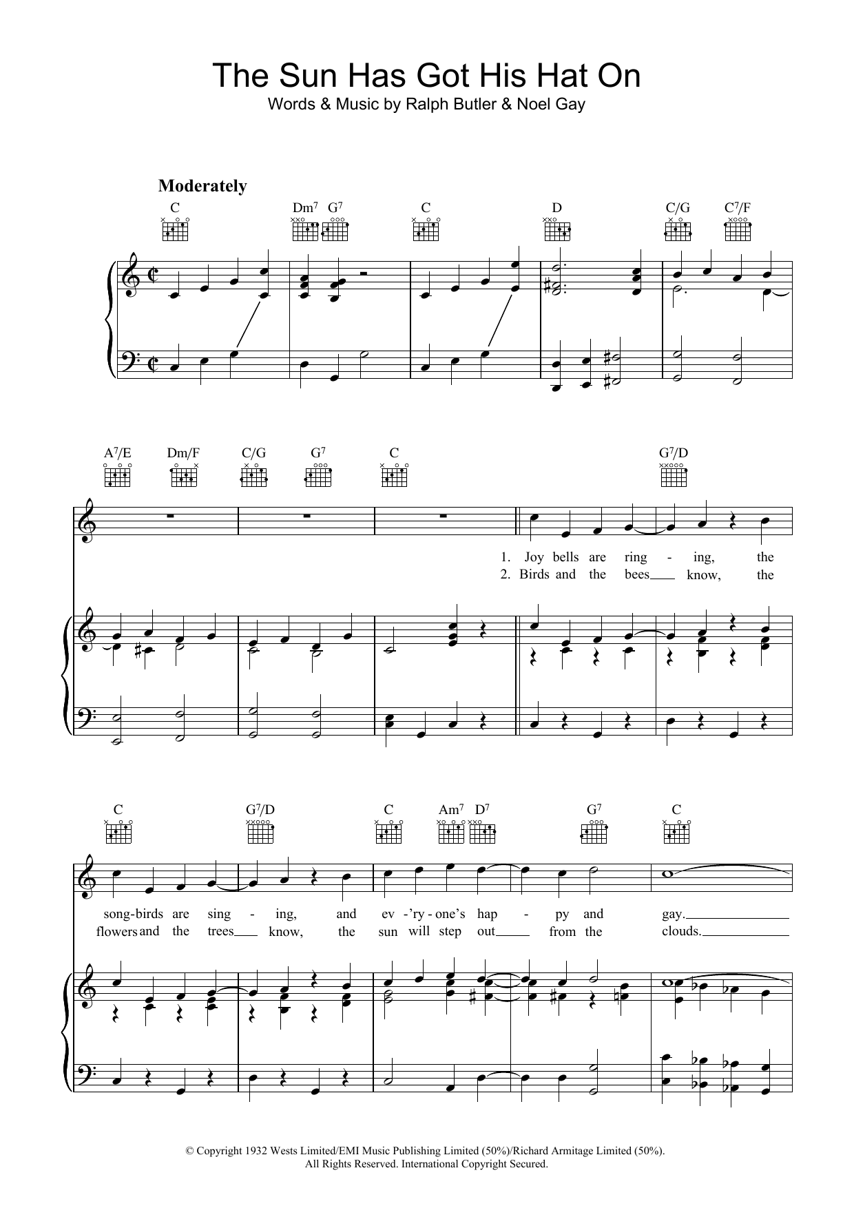 Download Noel Gay The Sun Has Got His Hat On Sheet Music