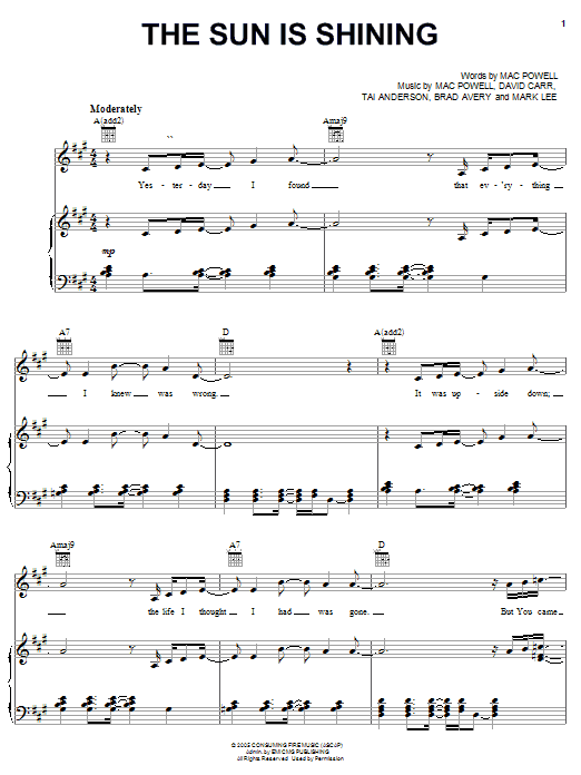 Download Third Day The Sun Is Shining Sheet Music
