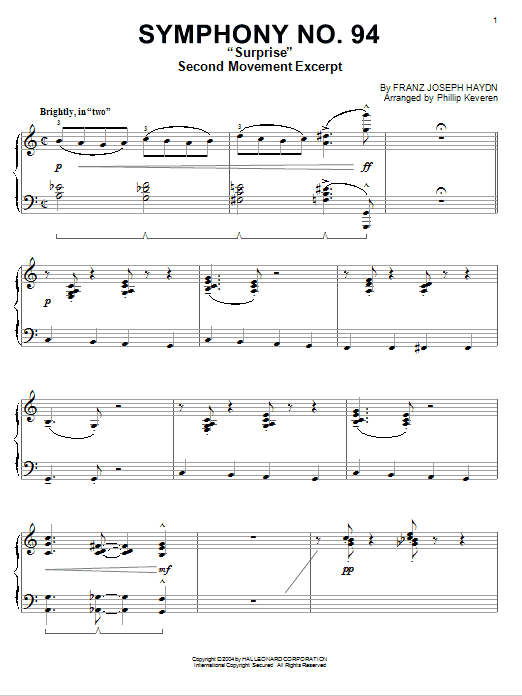 Download Franz Joseph Haydn The Surprise Symphony [Jazz version] (a Sheet Music