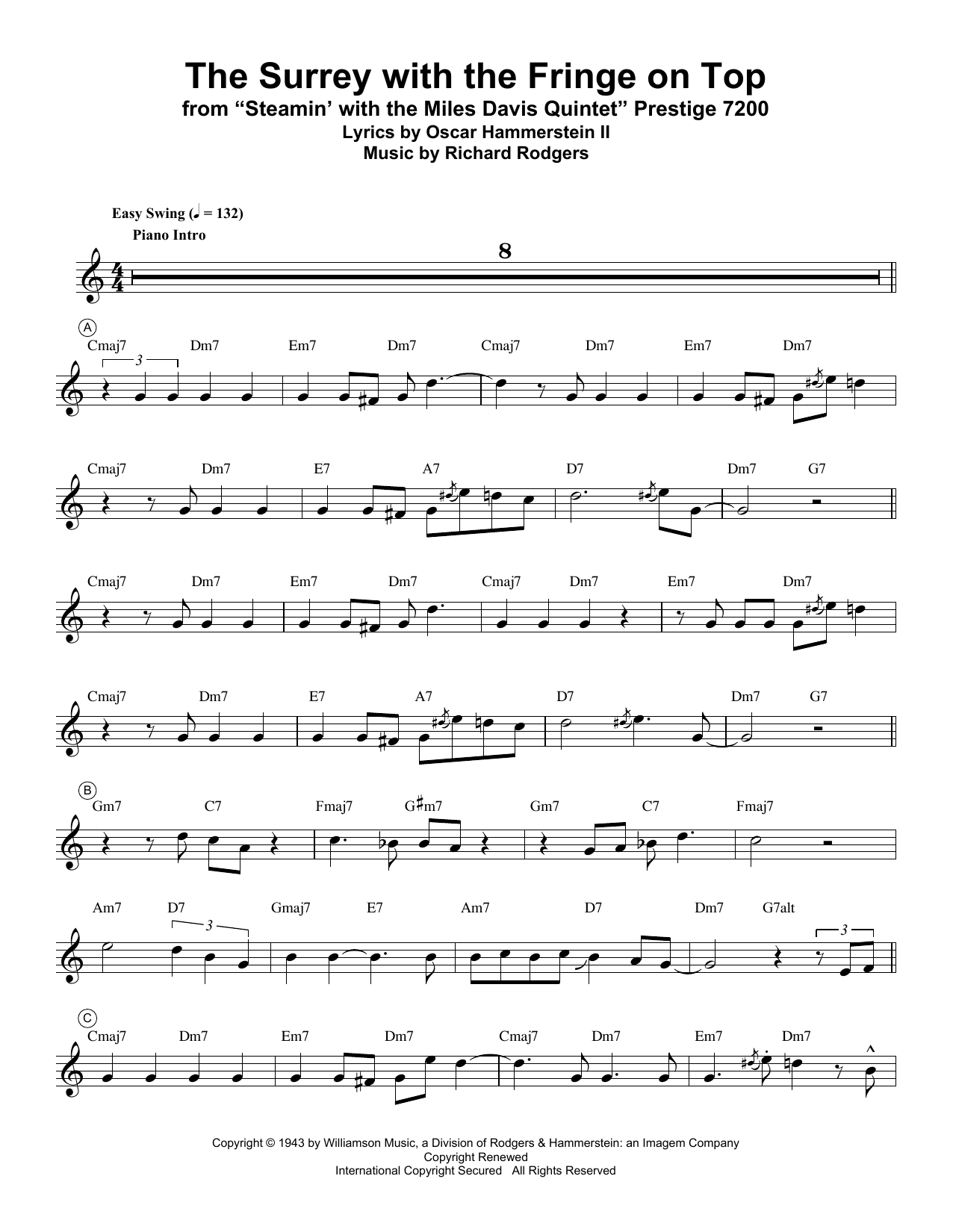 Download Miles Davis The Surrey With The Fringe On Top (from Sheet Music