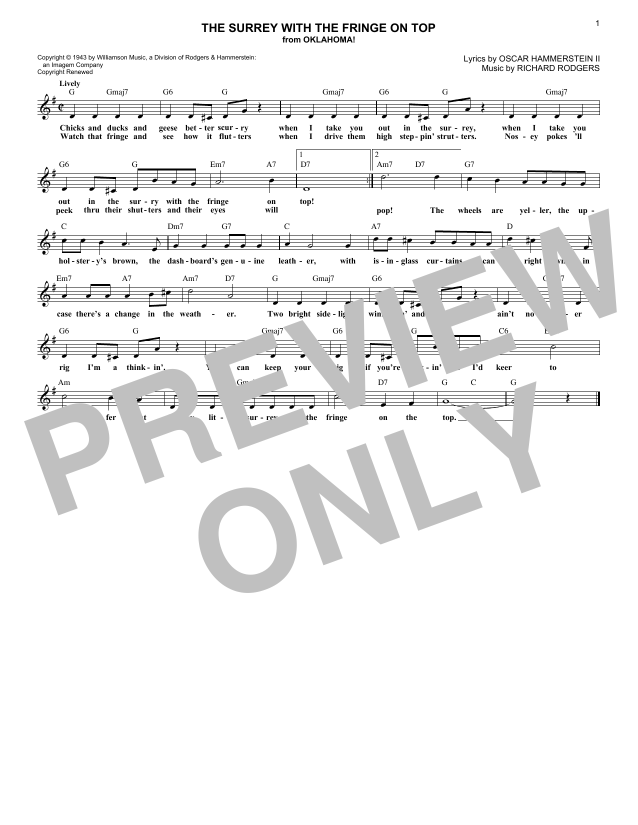 Download Rodgers & Hammerstein The Surrey With The Fringe On Top (from Sheet Music