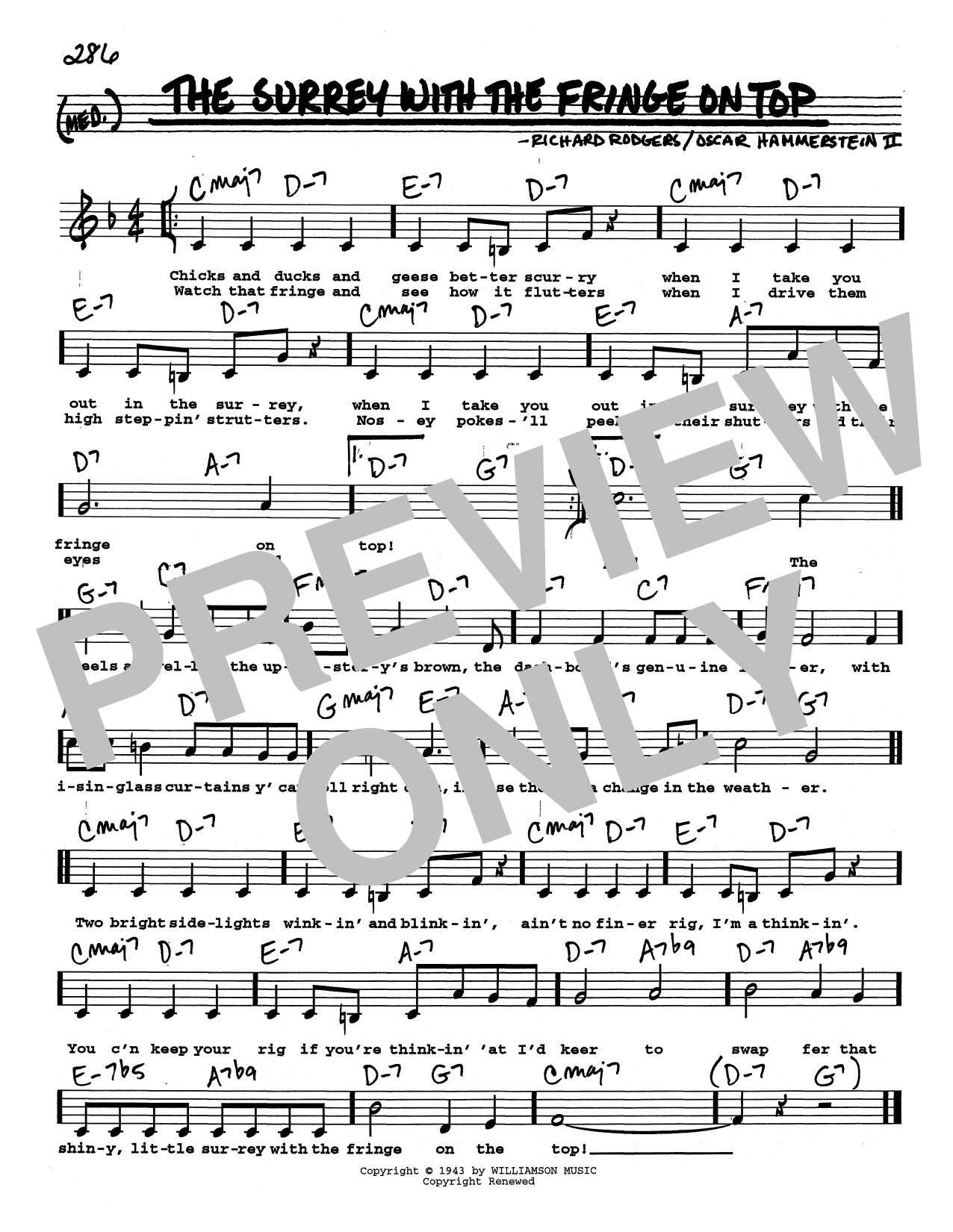 Rodgers & Hammerstein The Surrey With The Fringe On Top (Low Voice) sheet music notes printable PDF score