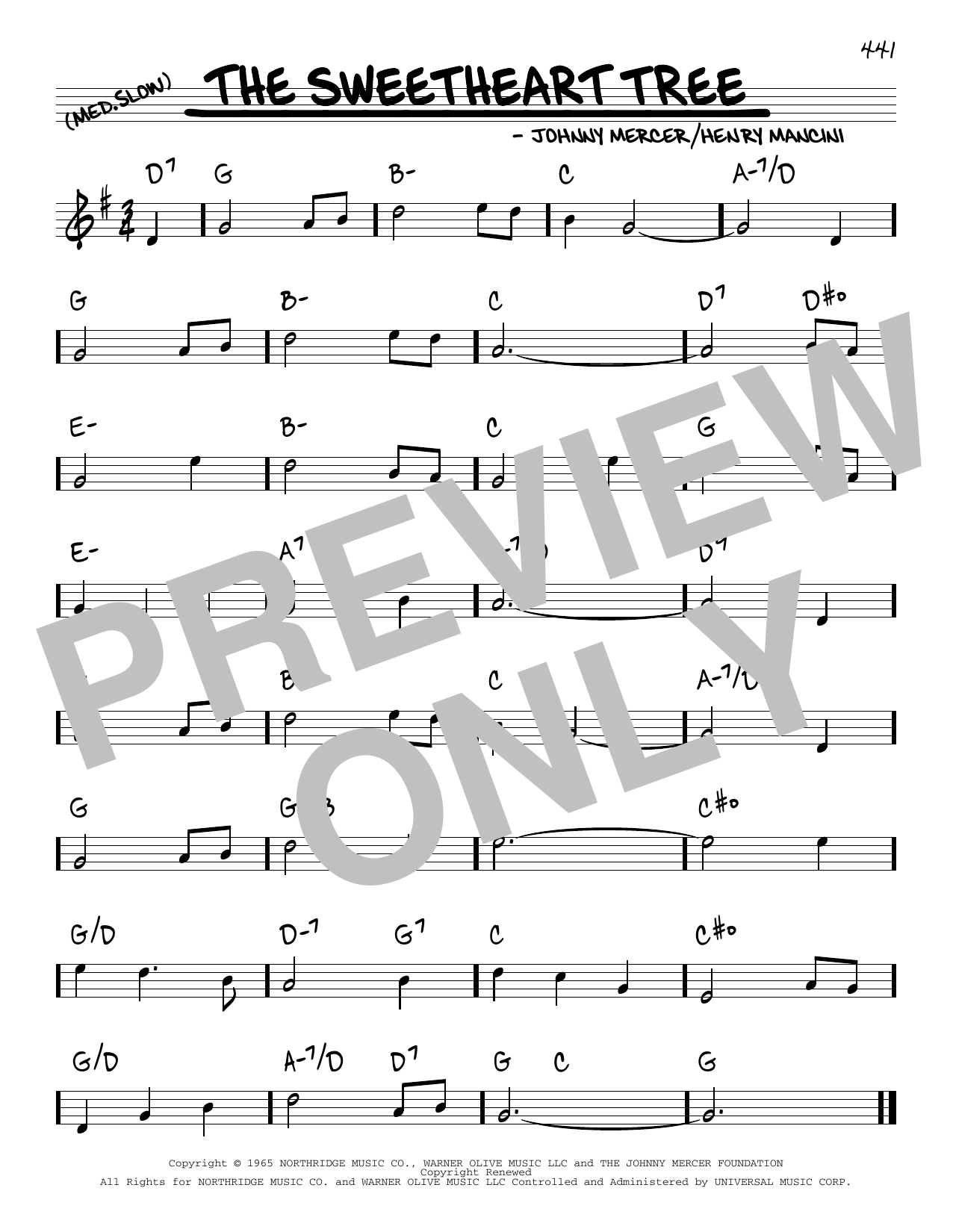 Download Johnny Mercer & Henry Mancini The Sweetheart Tree Sheet Music
