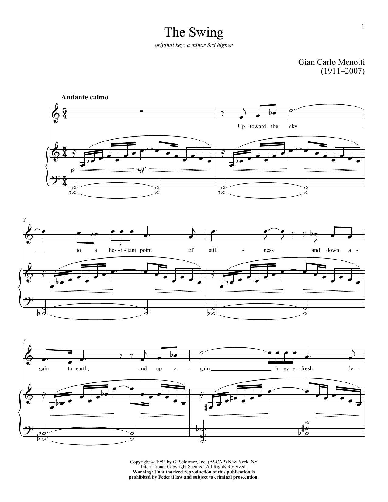 Download Gian Carlo Menotti The Swing Sheet Music