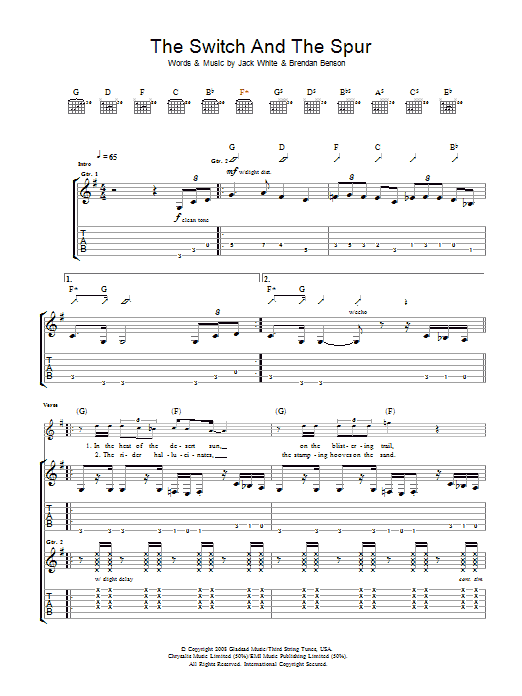 Download The Raconteurs The Switch And The Spur Sheet Music