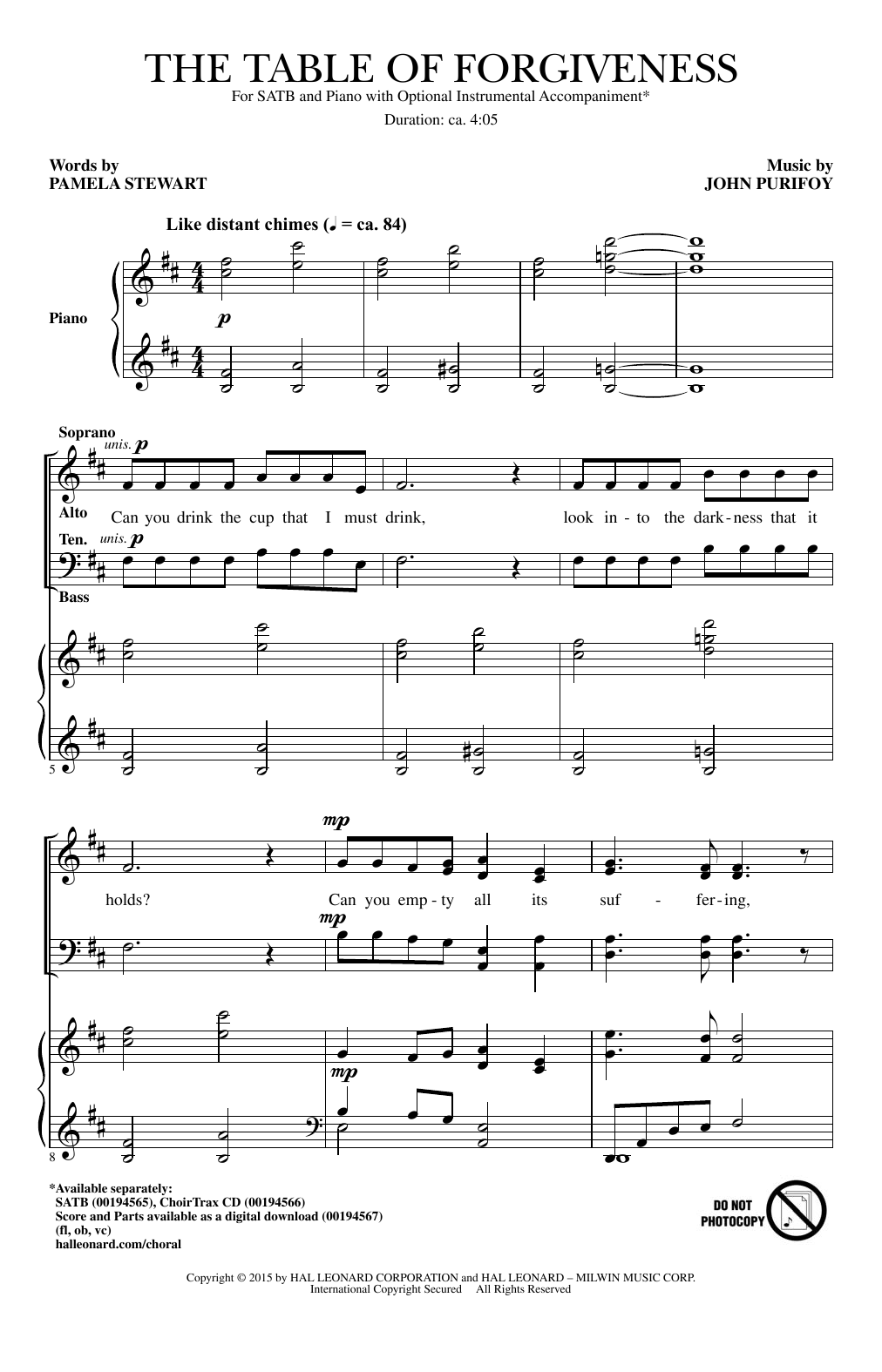 Download John Purifoy The Table Of Forgiveness Sheet Music