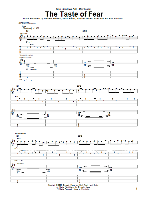 Download Shadows Fall The Taste Of Fear Sheet Music