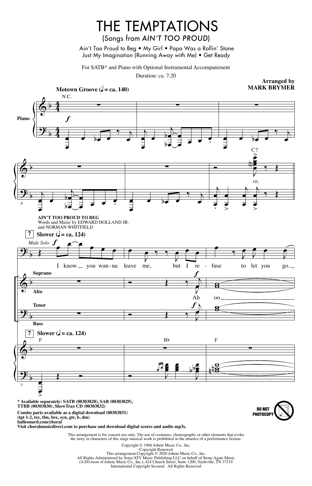 Download The Temptations The Temptations (Songs from Ain't Too P Sheet Music