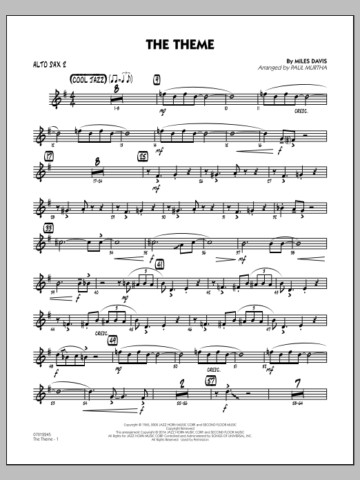 Download Paul Murtha The Theme - Alto Sax 2 Sheet Music