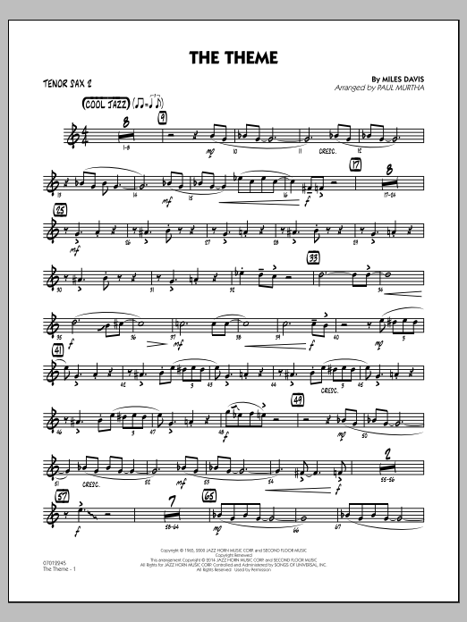 Download Paul Murtha The Theme - Tenor Sax 2 Sheet Music