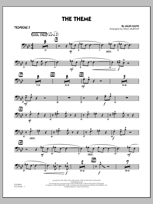 Download Paul Murtha The Theme - Trombone 3 Sheet Music