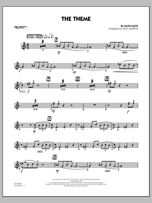 Download Paul Murtha The Theme - Trumpet 1 Sheet Music