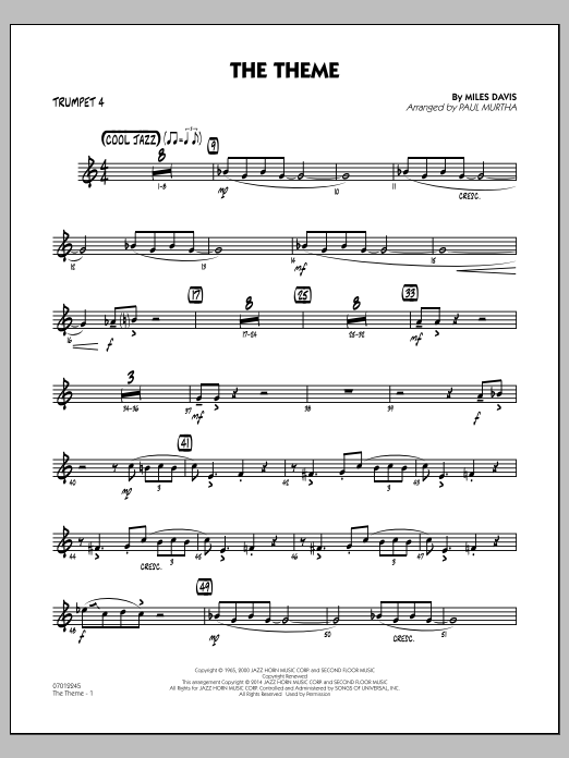 Download Paul Murtha The Theme - Trumpet 4 Sheet Music