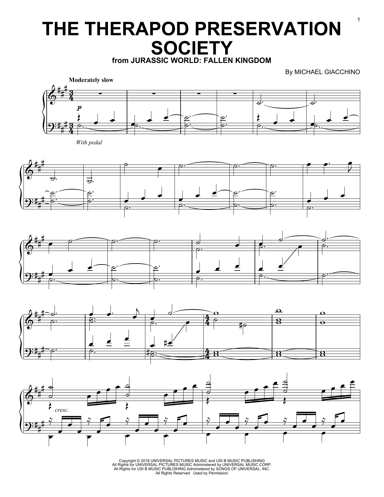 Download Michael Giacchino The Theropod Preservation Society (from Sheet Music