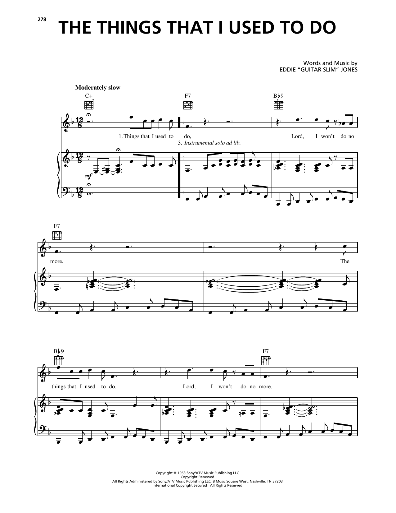 Download Guitar Slim The Things That I Used To Do Sheet Music