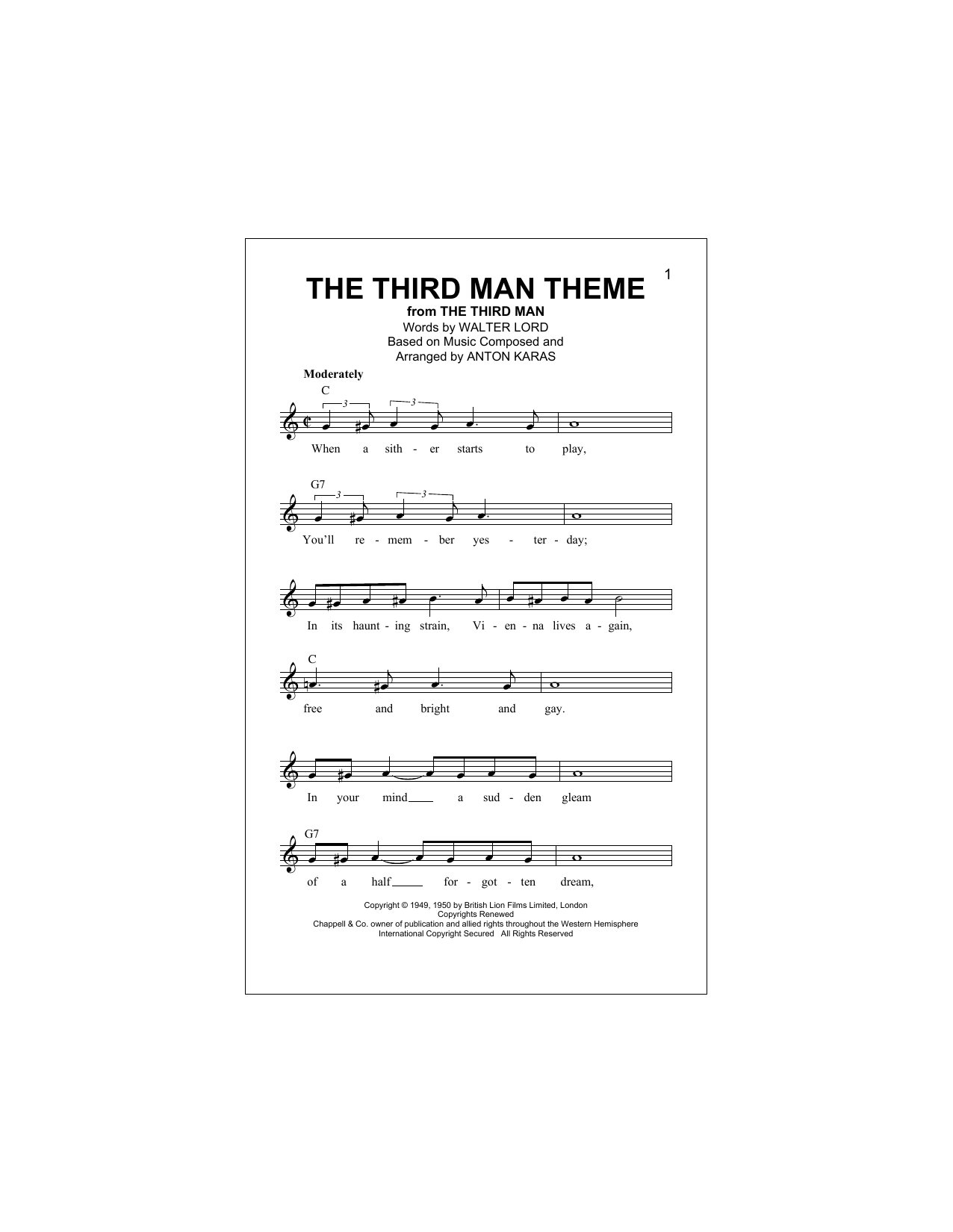 Download Anton Karas The Third Man Theme Sheet Music
