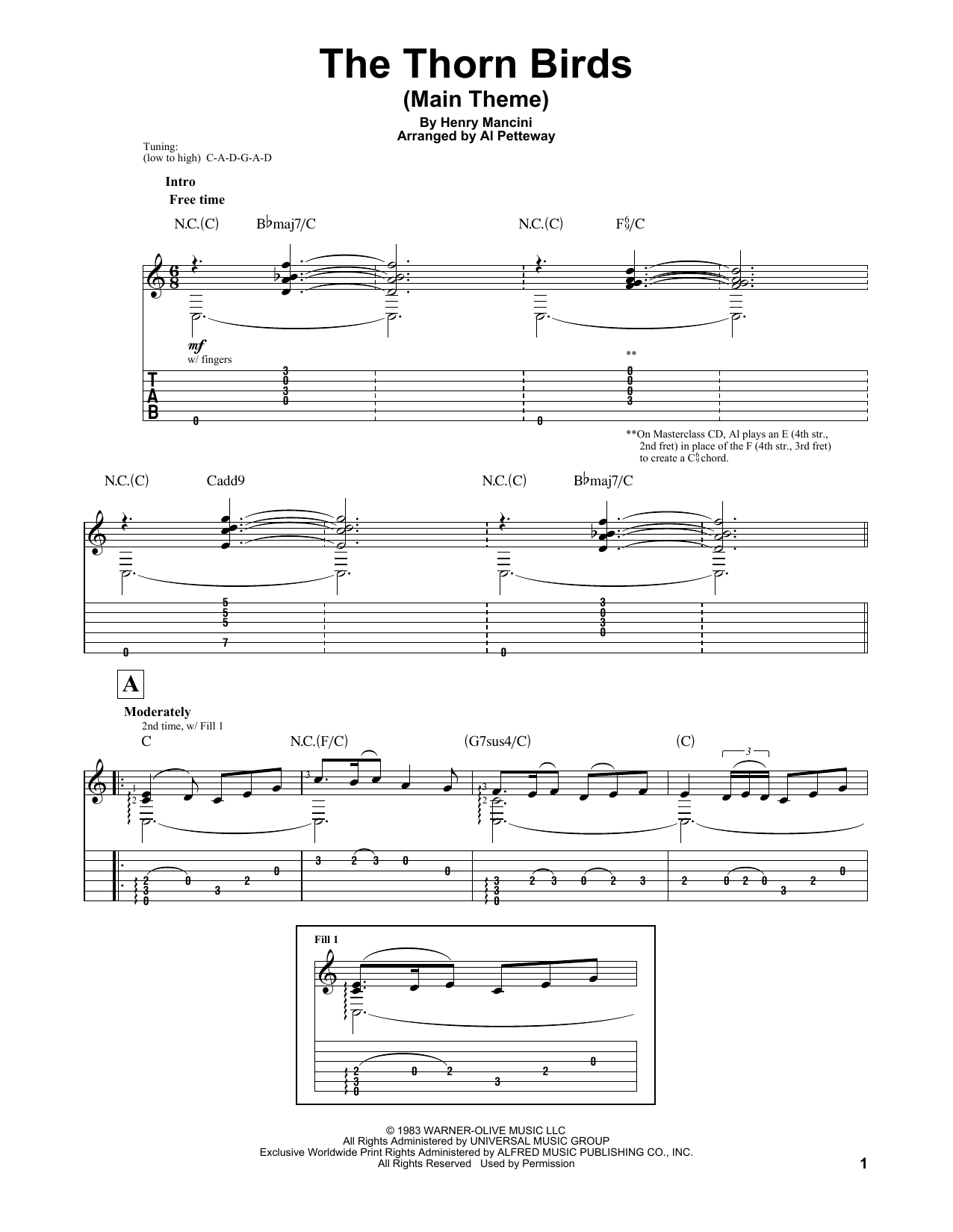 Download Henry Mancini The Thorn Birds (Main Theme) Sheet Music