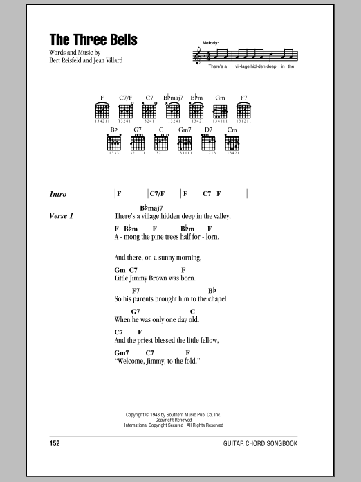 Download The Browns The Three Bells Sheet Music