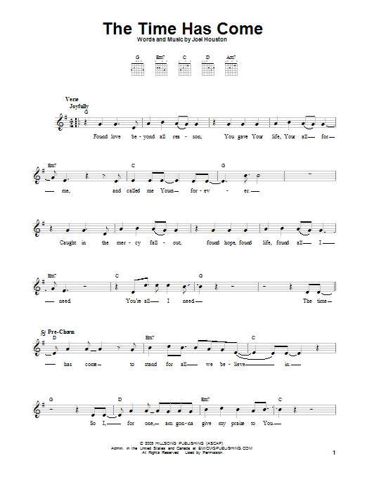 Download Joel Houston The Time Has Come Sheet Music