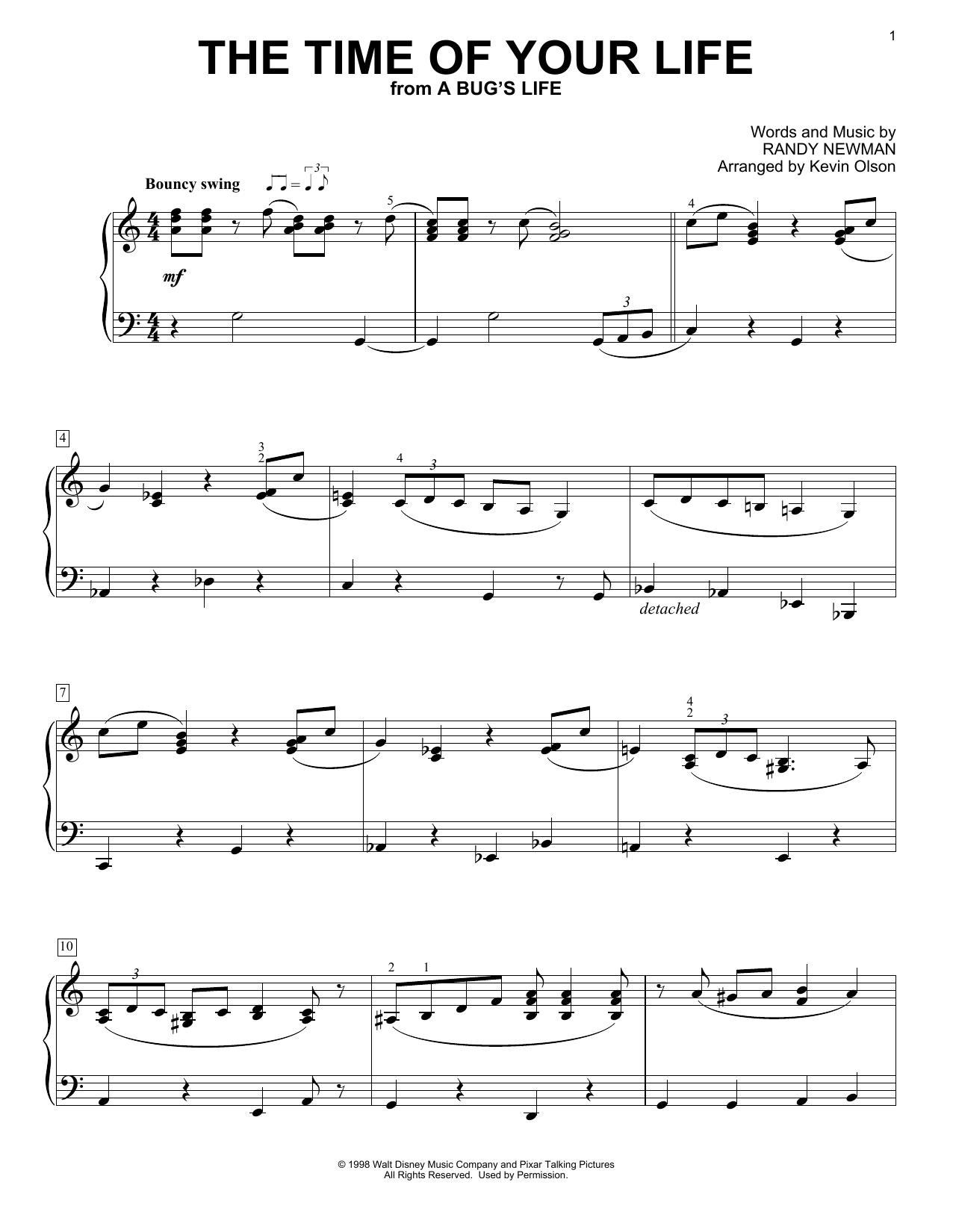 Download Randy Newman The Time Of Your Life (from A Bug's Lif Sheet Music