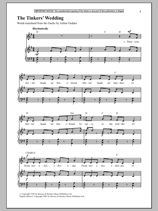 Download Anonymous The Tinkers Wedding Sheet Music