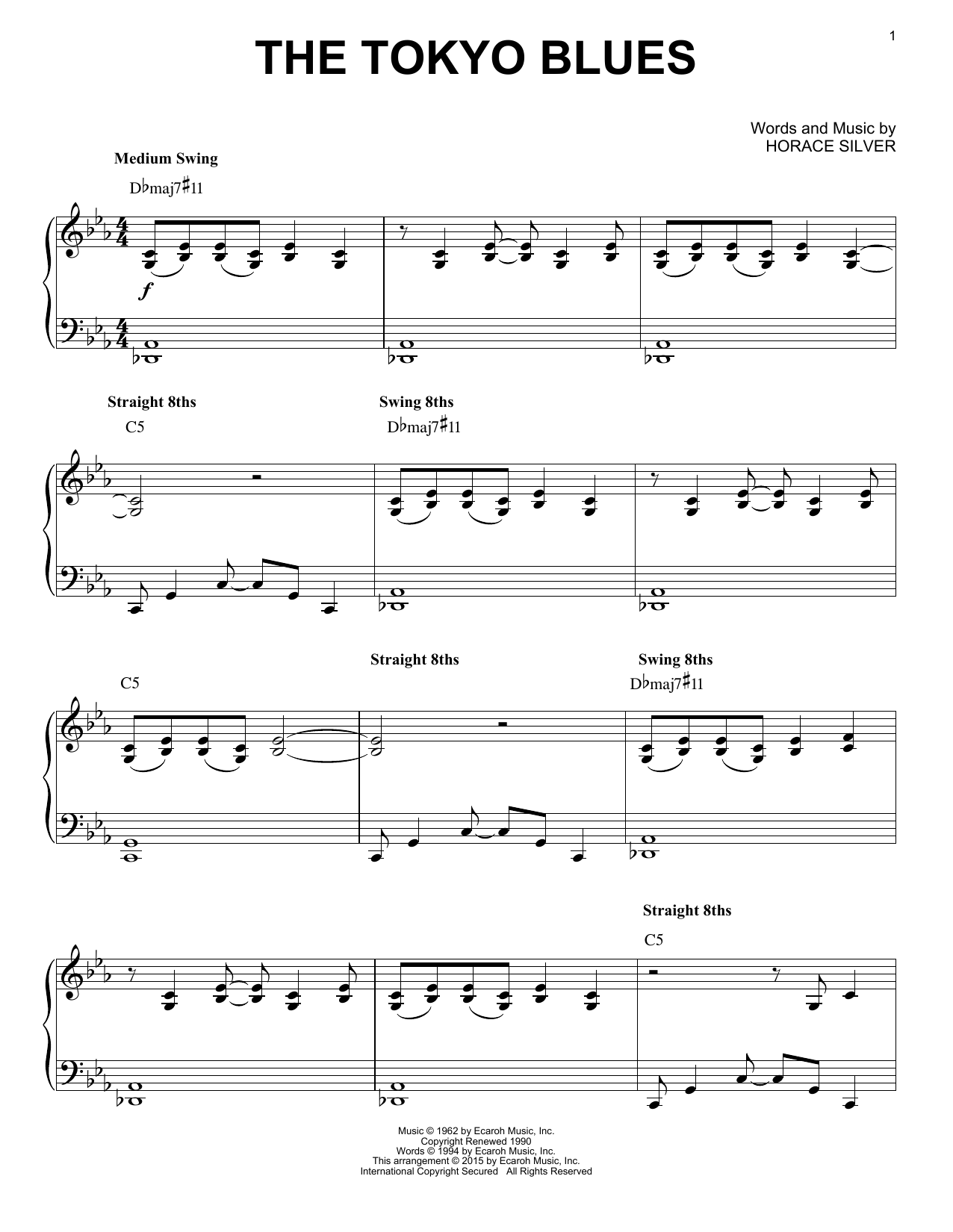 Download Horace Silver The Tokyo Blues (arr. Brent Edstrom) Sheet Music