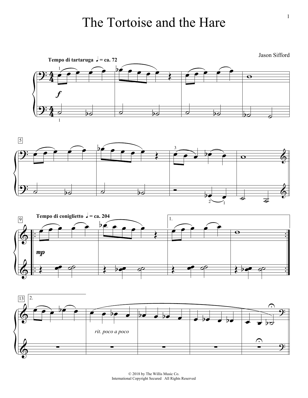 Download Jason Sifford The Tortoise And The Hare Sheet Music