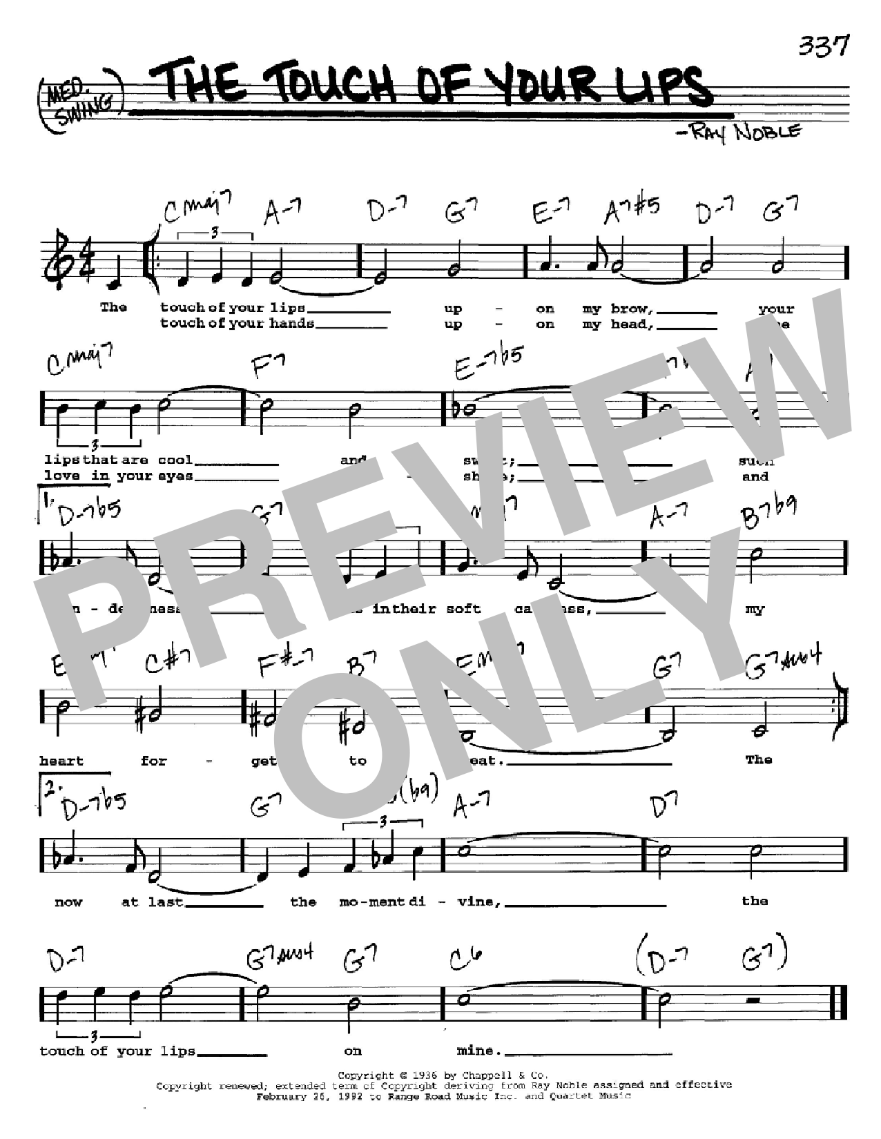 Download Ray Noble The Touch Of Your Lips Sheet Music