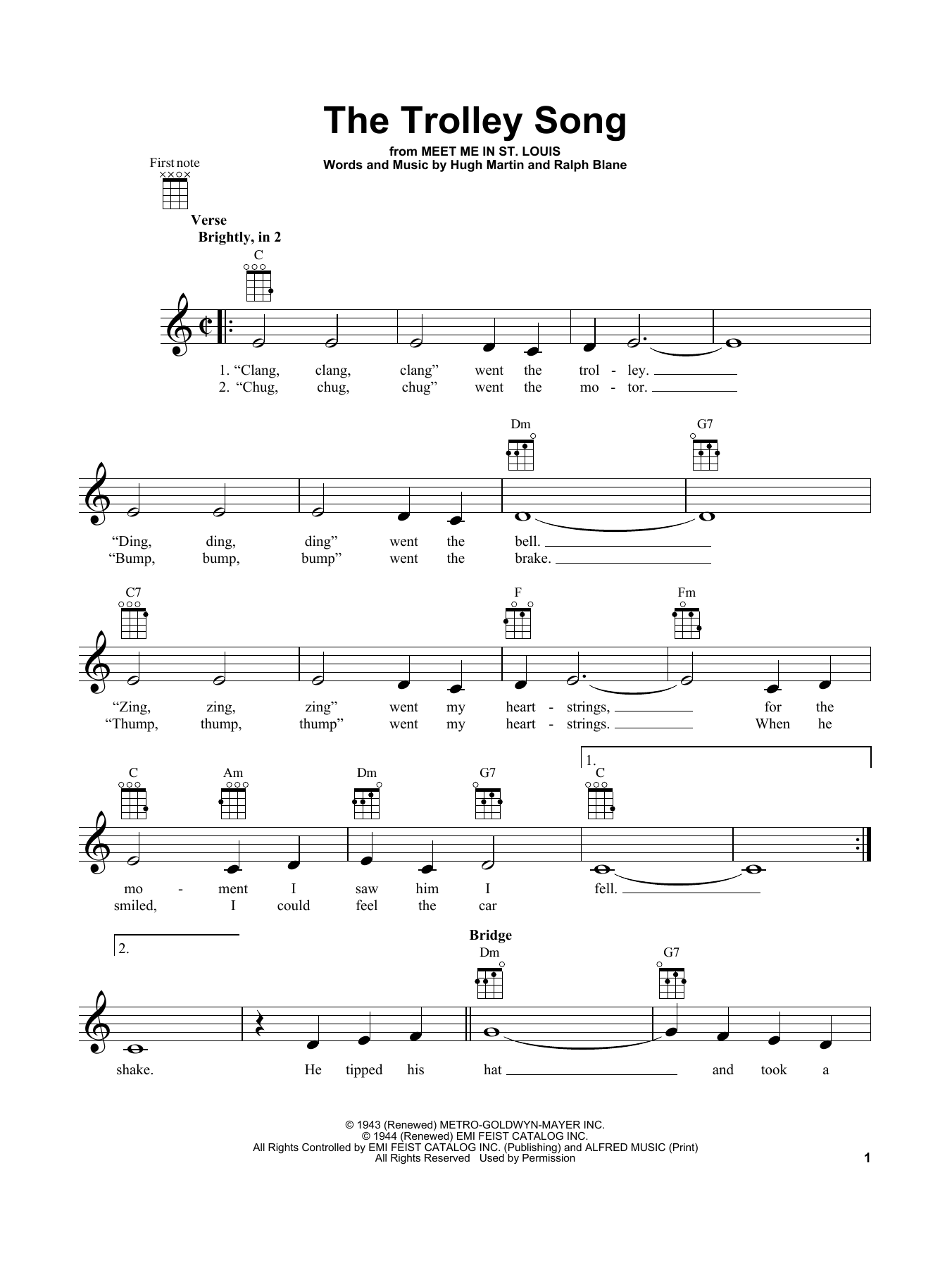 Download Judy Garland The Trolley Song Sheet Music