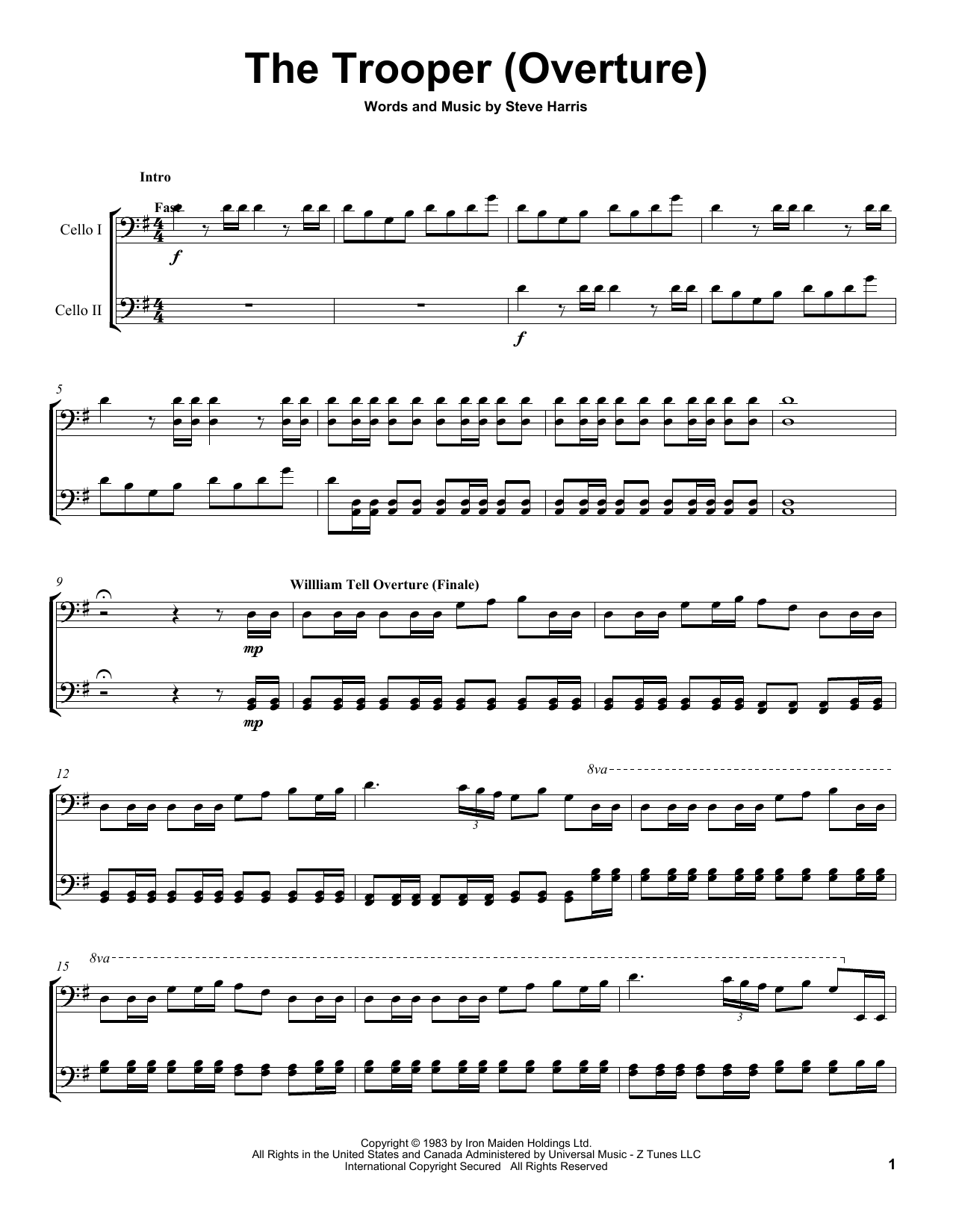 Download 2Cellos The Trooper Sheet Music