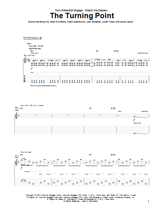 Download Killswitch Engage The Turning Point Sheet Music