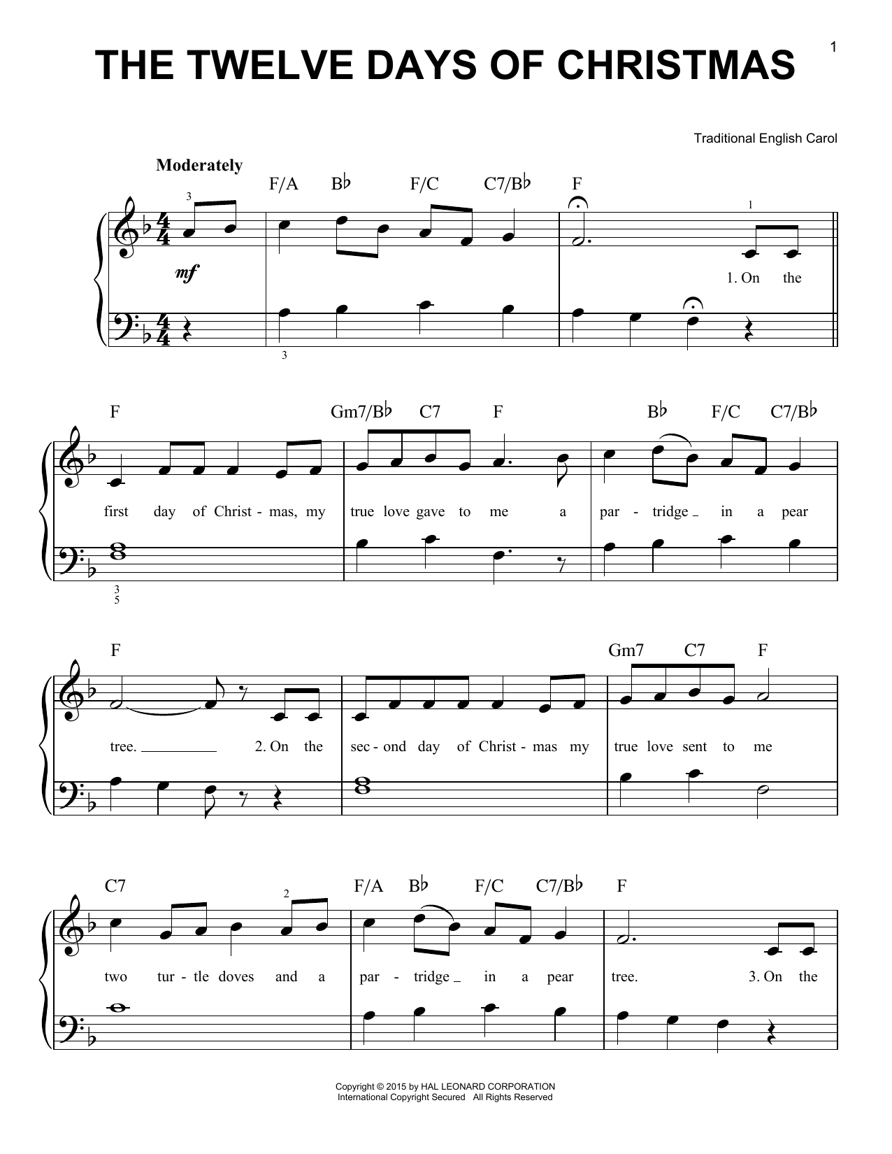 Download Traditional English Carol The Twelve Days Of Christmas Sheet Music