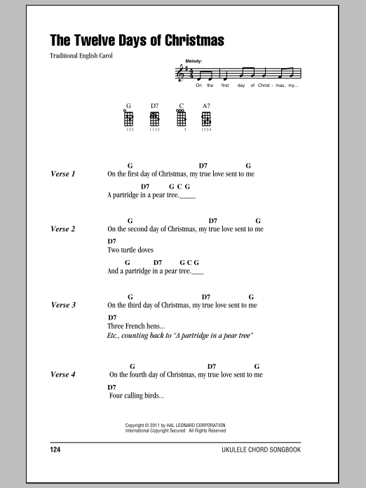 Download Traditional Carol The Twelve Days Of Christmas Sheet Music