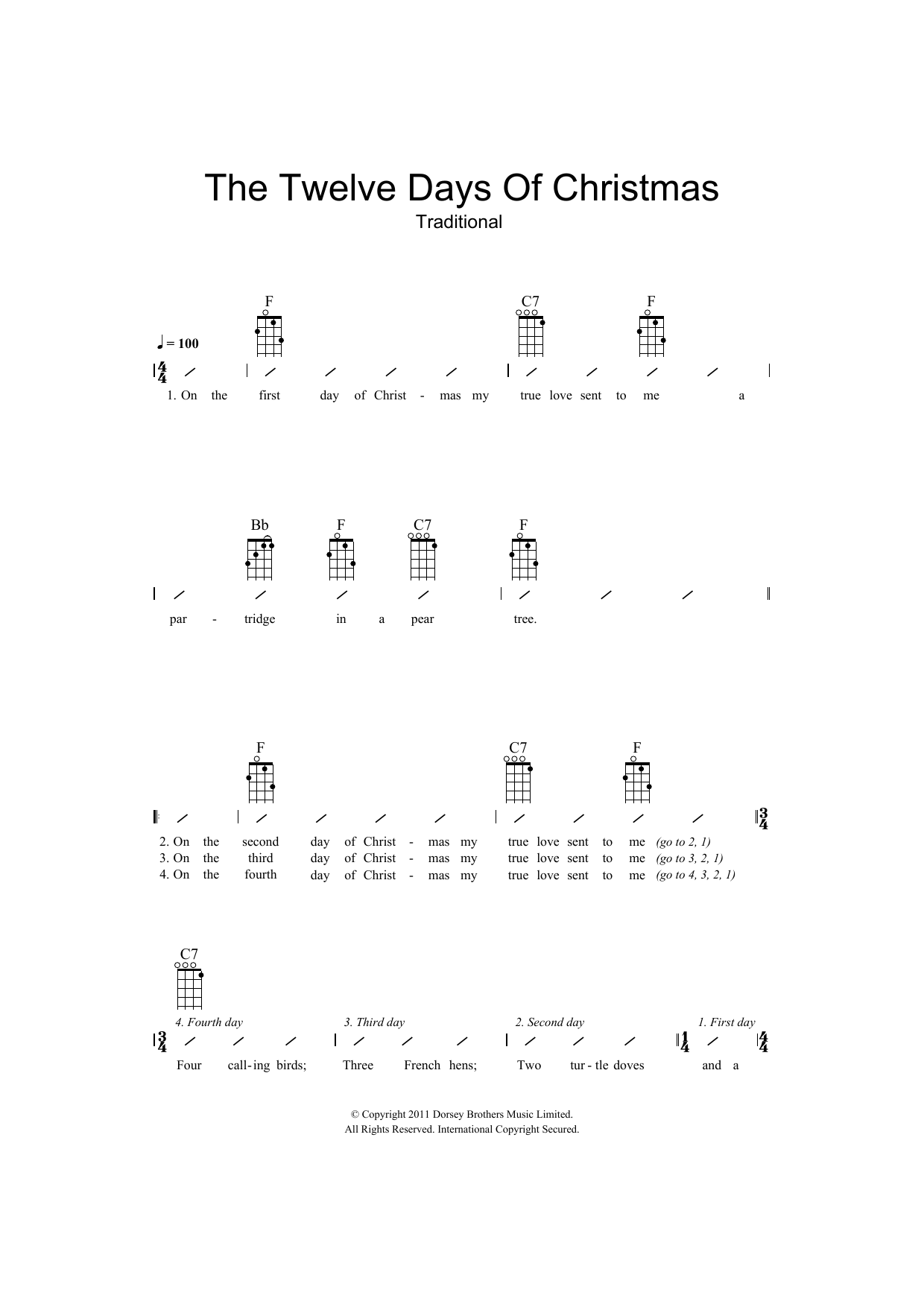 Download Christmas Carol The Twelve Days Of Christmas Sheet Music