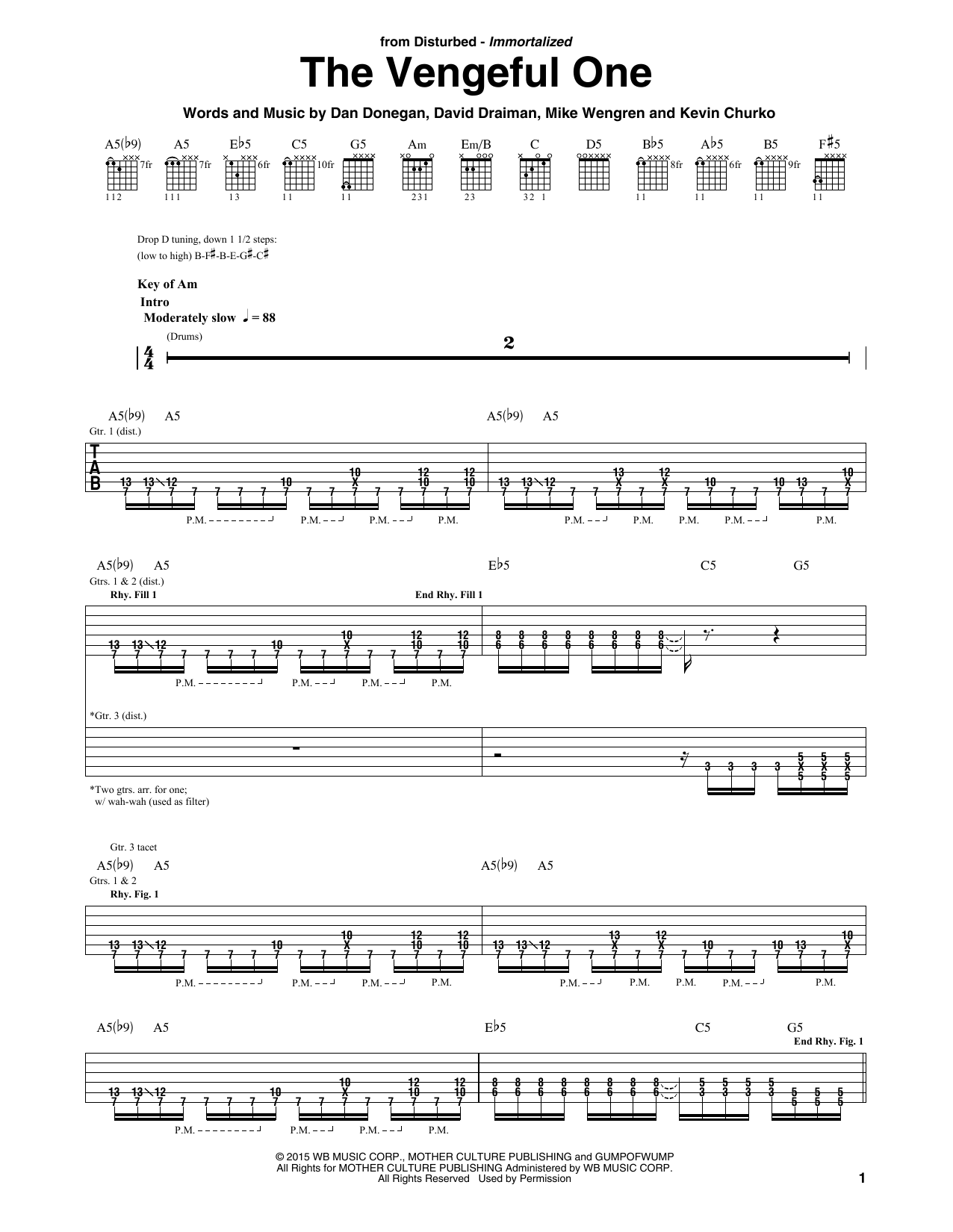 Download Disturbed The Vengeful One Sheet Music