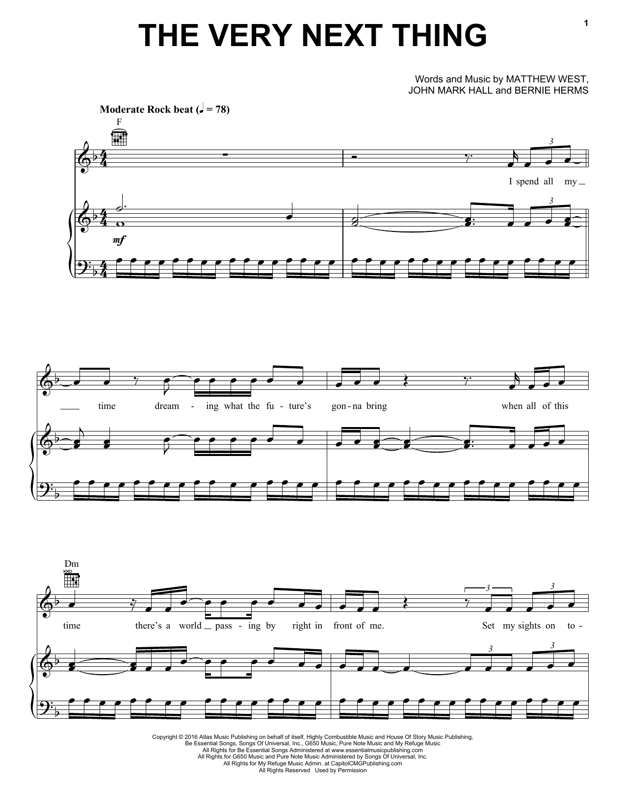 Download Casting Crowns The Very Next Thing Sheet Music