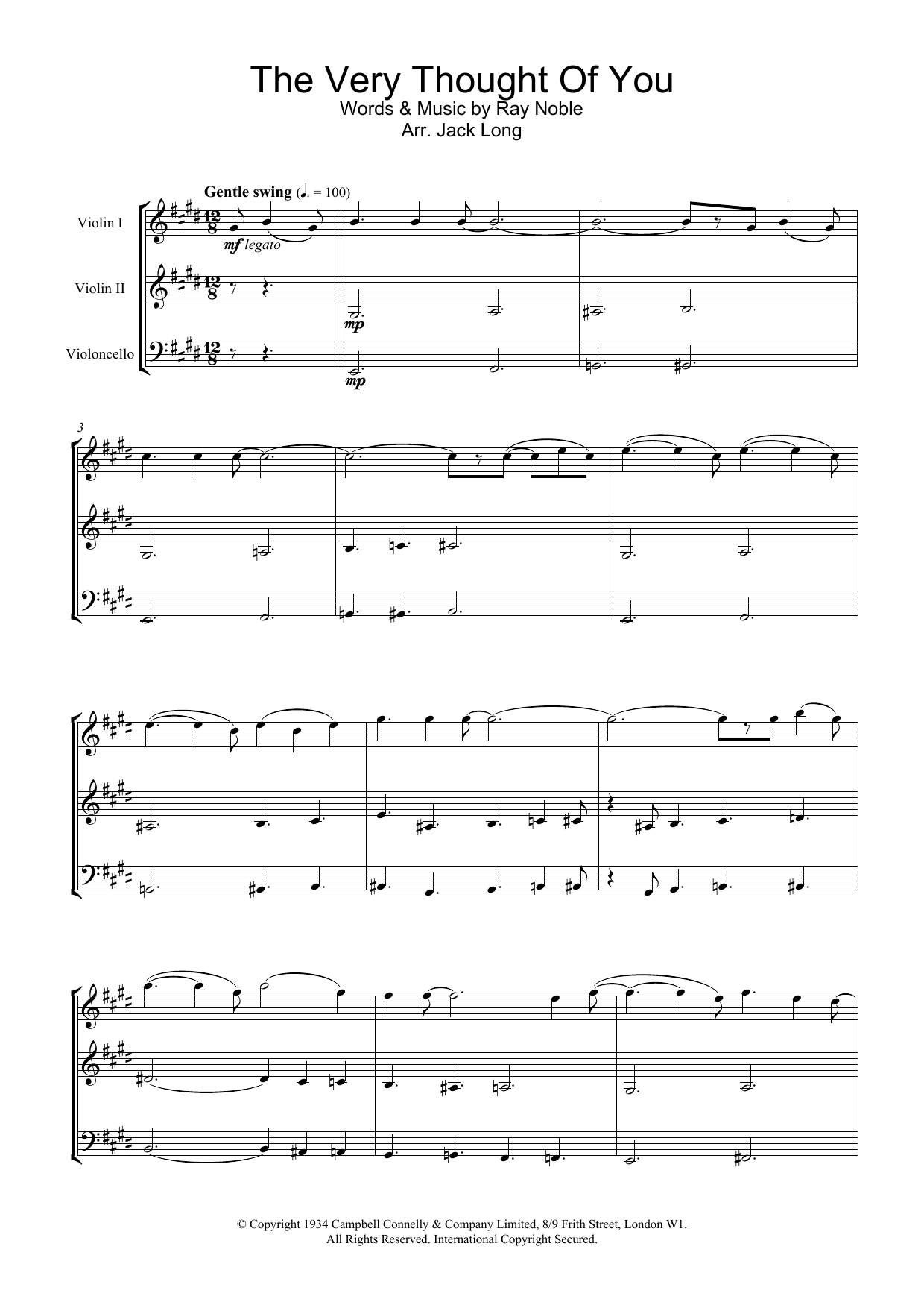 Download Ray Noble The Very Thought Of You Sheet Music