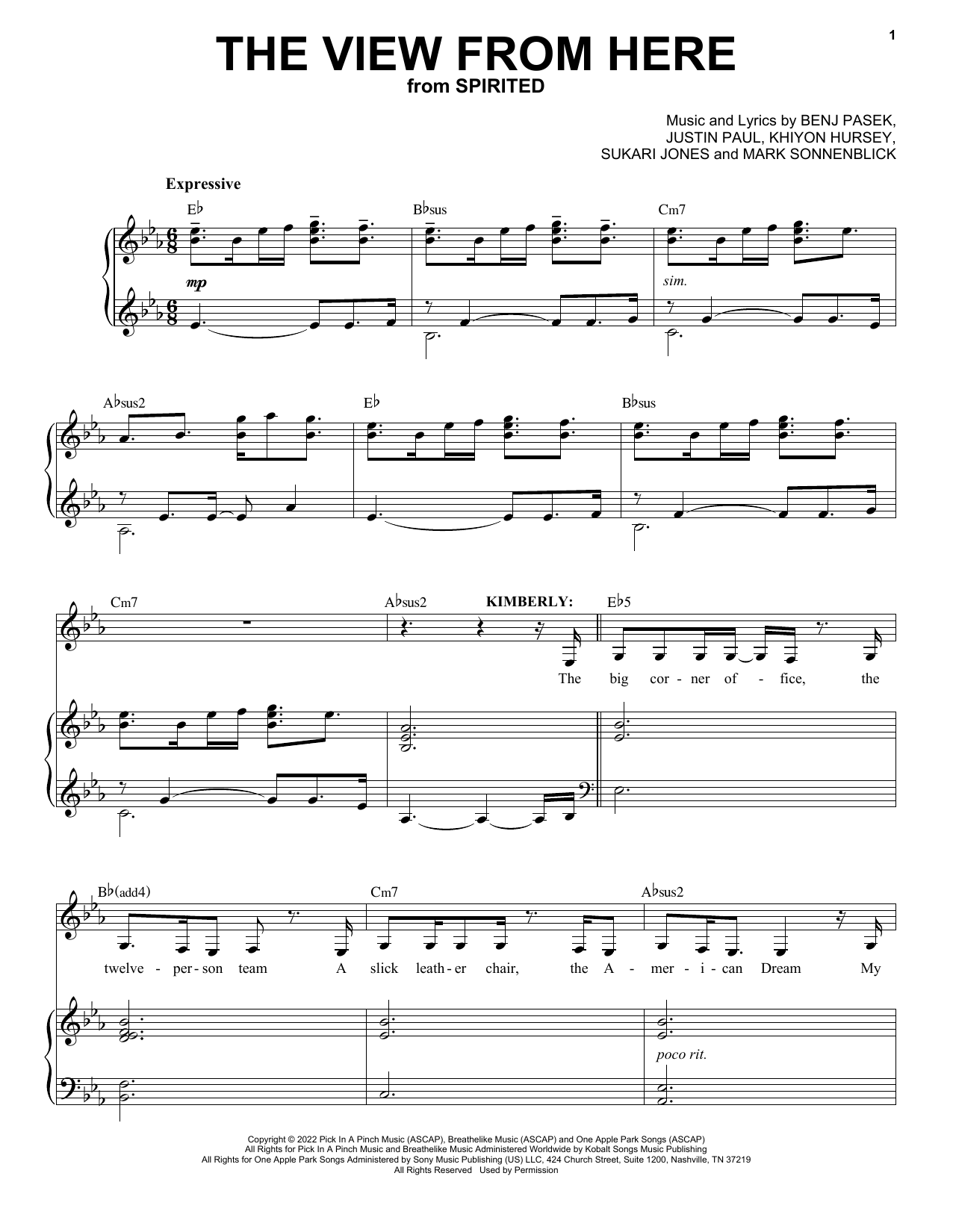 Download Pasek & Paul The View From Here (from Spirited) Sheet Music