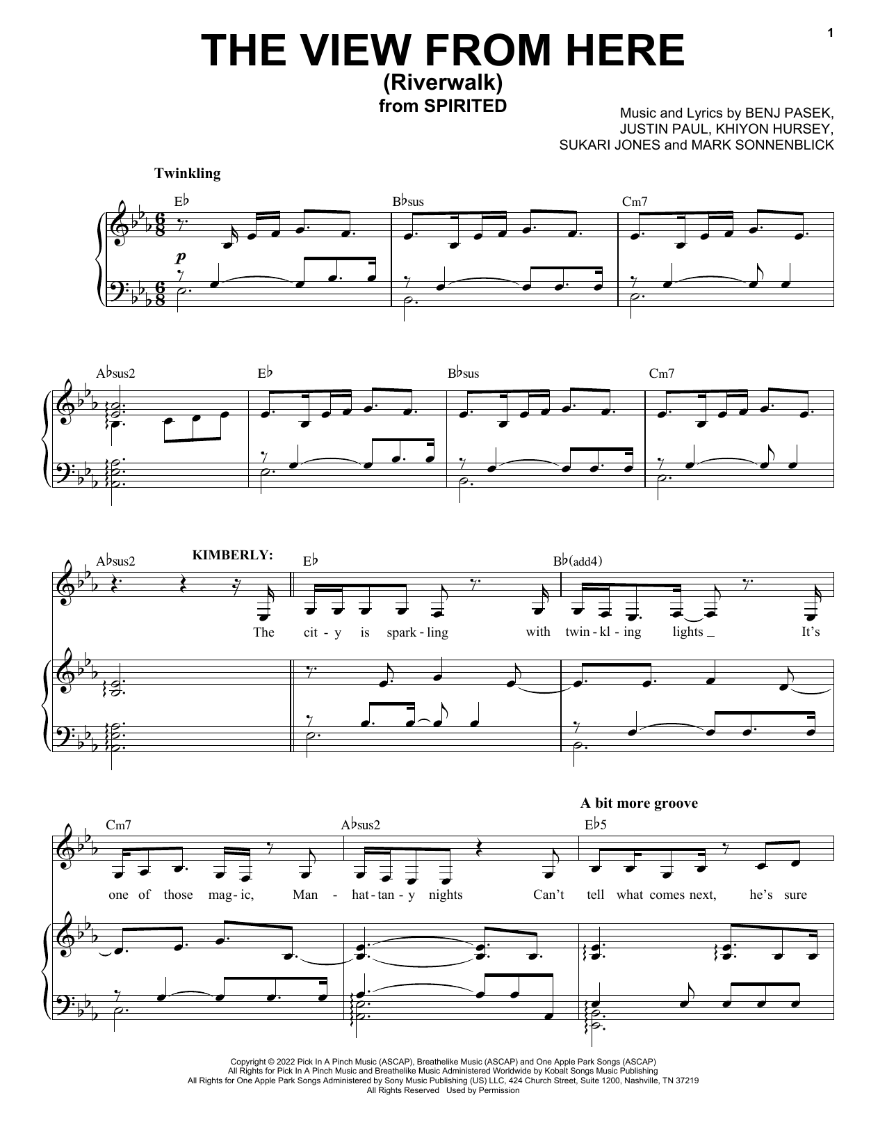 Download Pasek & Paul The View From Here (Riverwalk) (from Sp Sheet Music