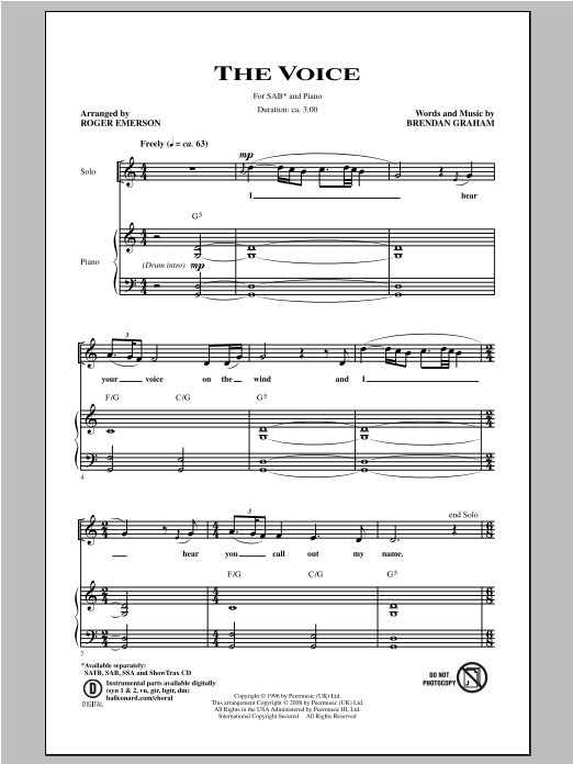 Download Roger Emerson The Voice Sheet Music