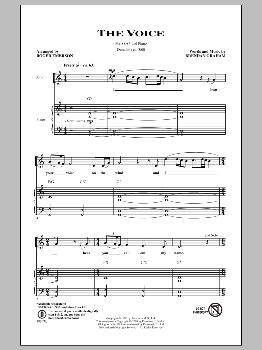 Download Roger Emerson The Voice Sheet Music