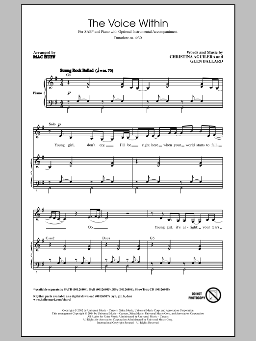Download Mac Huff The Voice Within Sheet Music
