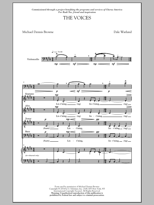 Download Dale Warland The Voices Sheet Music