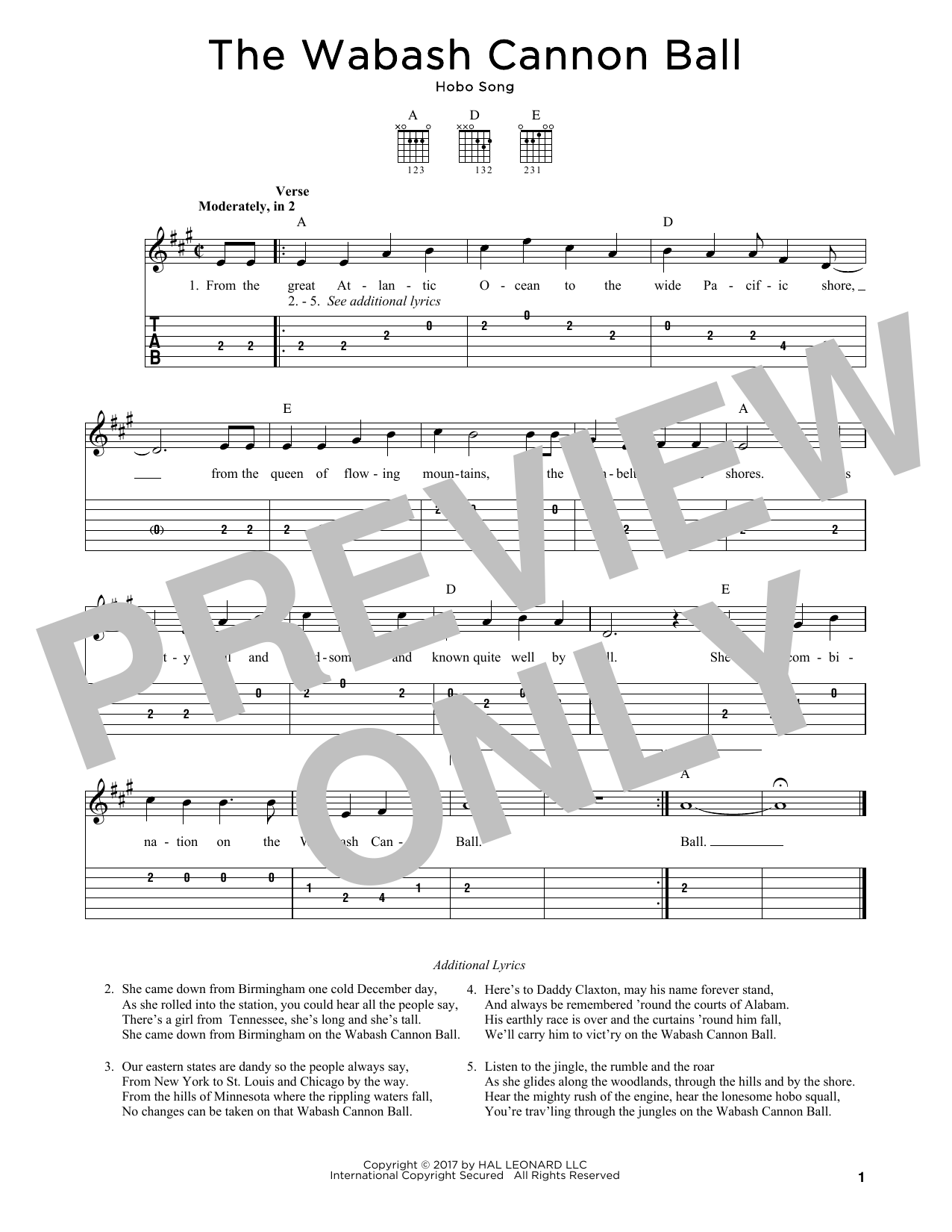 Download Traditional The Wabash Cannon Ball Sheet Music