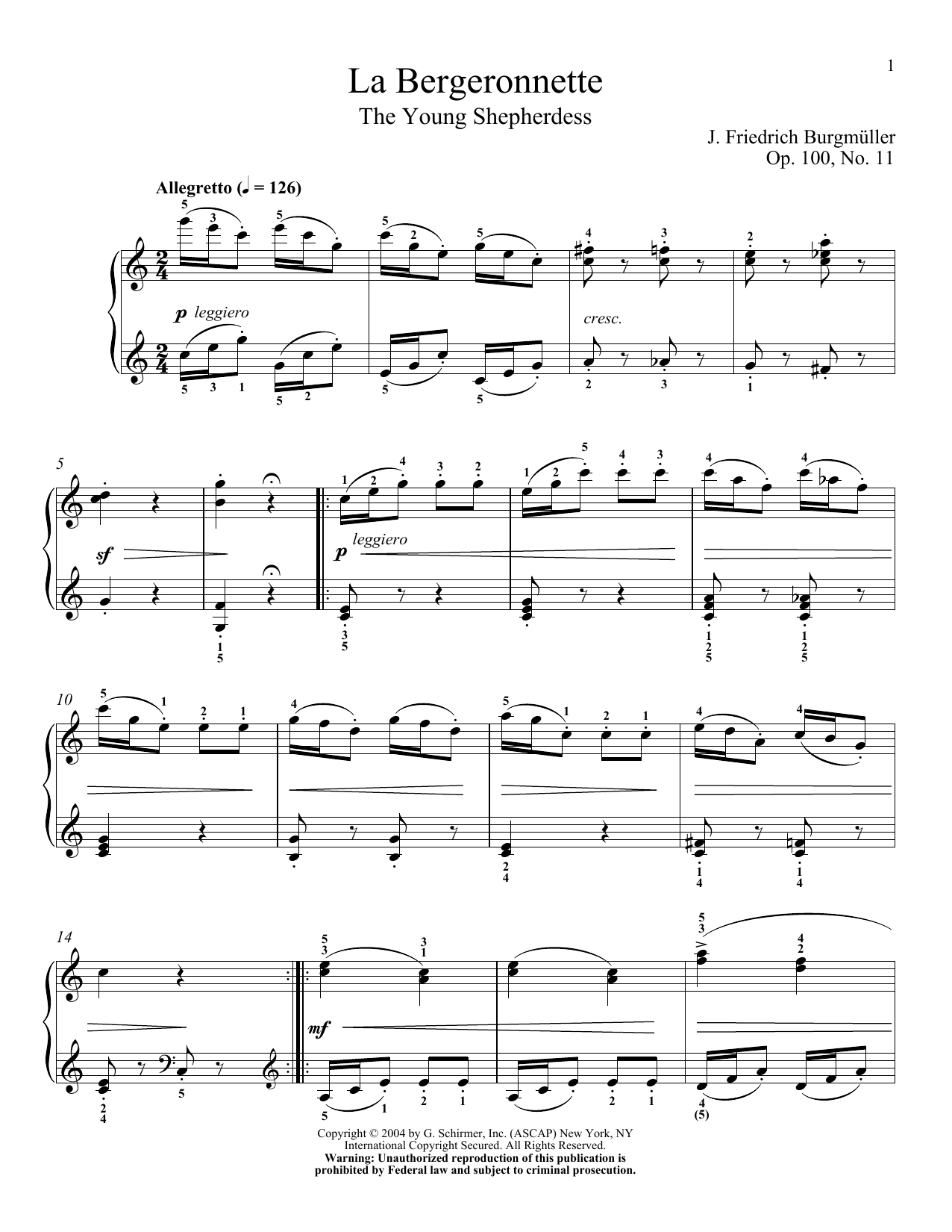 Download Friedrich Burgmuller The Wagtail (La Bergeronnette), Op. 100 Sheet Music