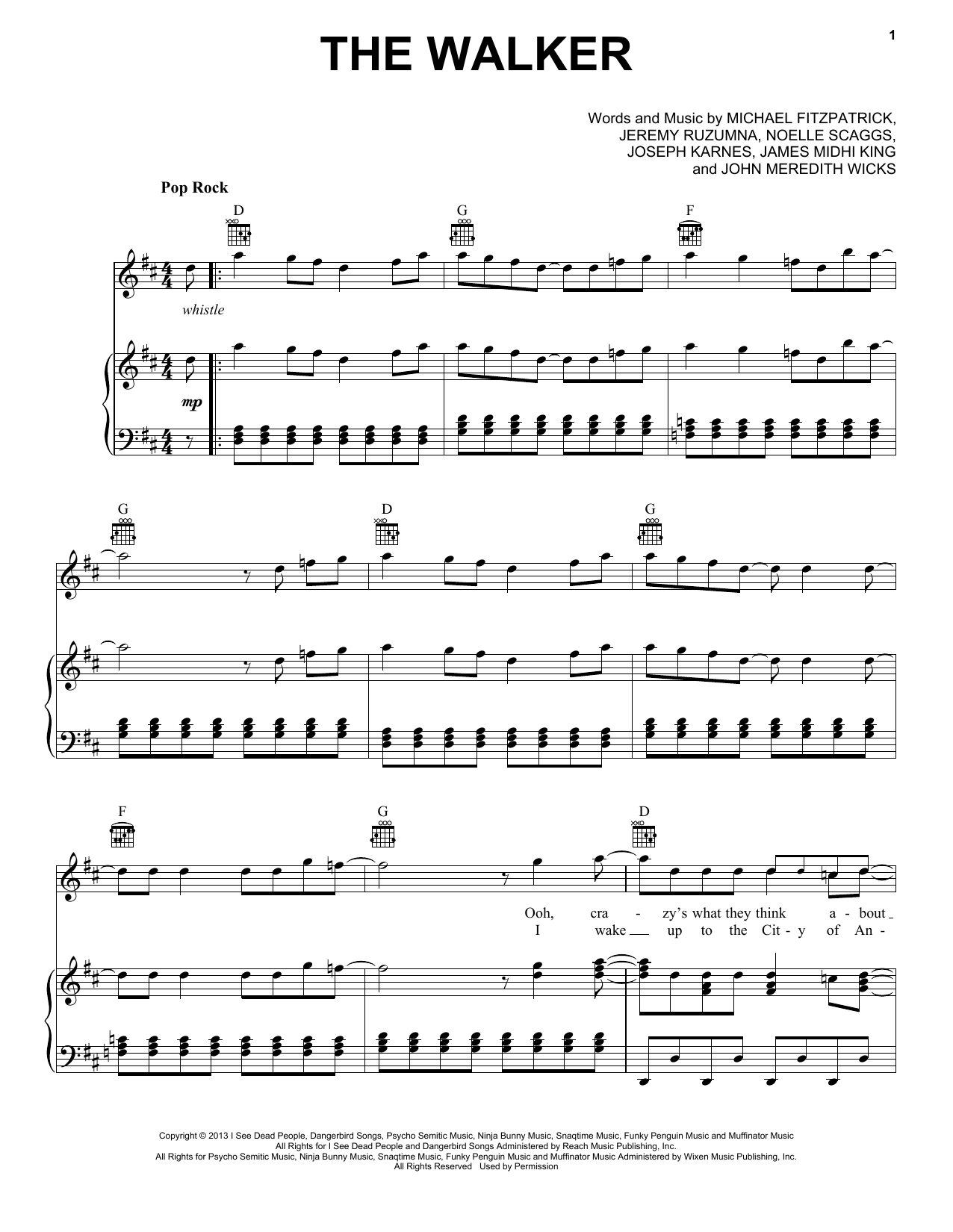 Download Fitz and the Tantrums The Walker Sheet Music